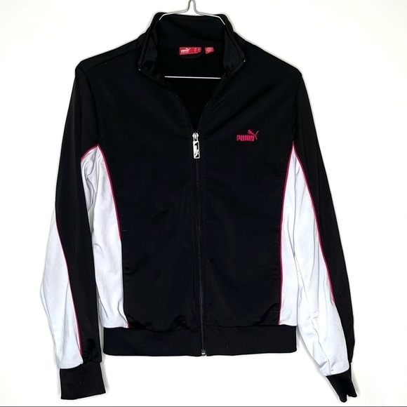 🔥 Puma Track Jacket w Pink Embroidered Logo Zip Close S - Picture 1 of 10